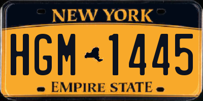 NY license plate HGM1445