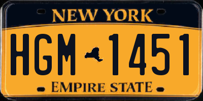 NY license plate HGM1451