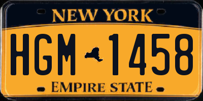 NY license plate HGM1458