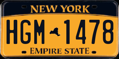 NY license plate HGM1478