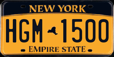 NY license plate HGM1500