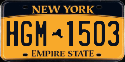 NY license plate HGM1503