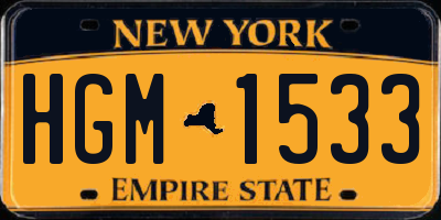 NY license plate HGM1533