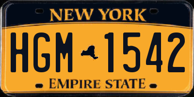 NY license plate HGM1542