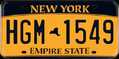 NY license plate HGM1549