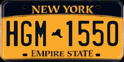 NY license plate HGM1550