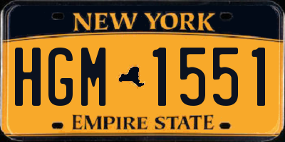 NY license plate HGM1551