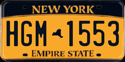 NY license plate HGM1553