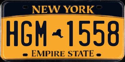 NY license plate HGM1558