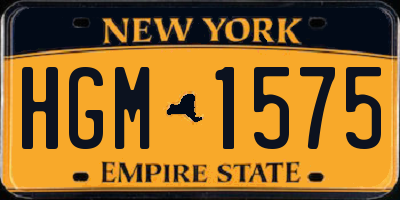 NY license plate HGM1575