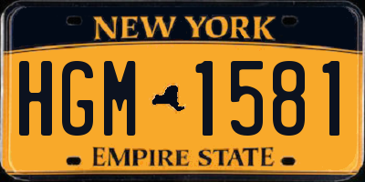 NY license plate HGM1581