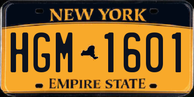 NY license plate HGM1601