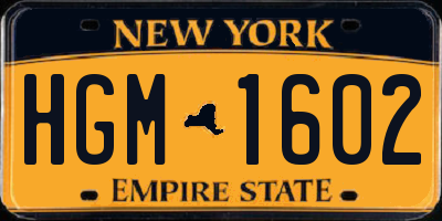 NY license plate HGM1602