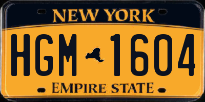 NY license plate HGM1604