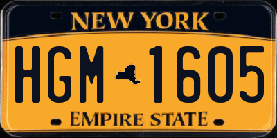 NY license plate HGM1605