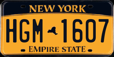 NY license plate HGM1607