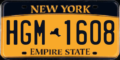 NY license plate HGM1608