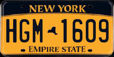 NY license plate HGM1609