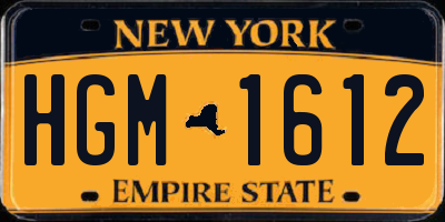 NY license plate HGM1612