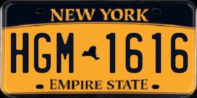 NY license plate HGM1616