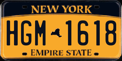 NY license plate HGM1618