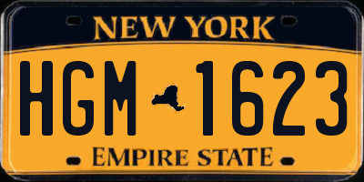 NY license plate HGM1623