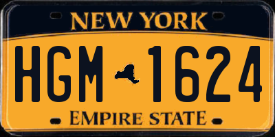 NY license plate HGM1624