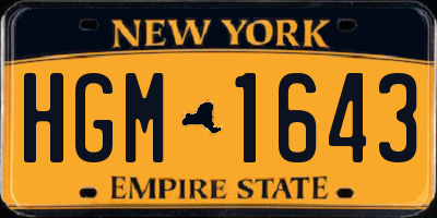 NY license plate HGM1643