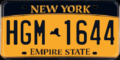 NY license plate HGM1644