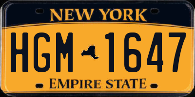 NY license plate HGM1647