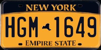 NY license plate HGM1649