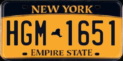 NY license plate HGM1651