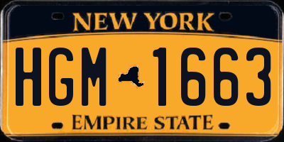 NY license plate HGM1663