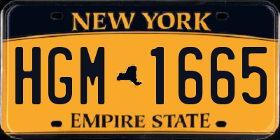 NY license plate HGM1665