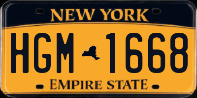 NY license plate HGM1668