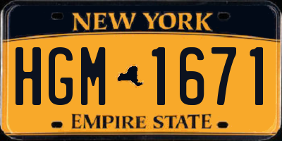 NY license plate HGM1671