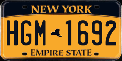 NY license plate HGM1692