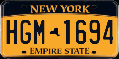 NY license plate HGM1694