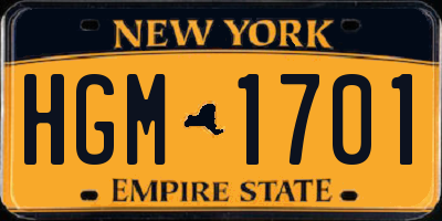 NY license plate HGM1701