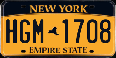 NY license plate HGM1708