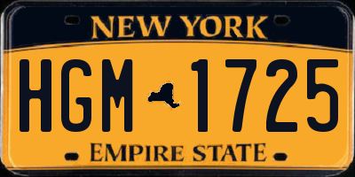 NY license plate HGM1725