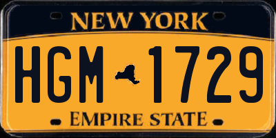 NY license plate HGM1729