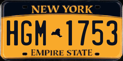 NY license plate HGM1753