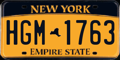 NY license plate HGM1763