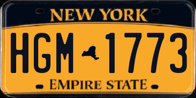 NY license plate HGM1773