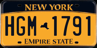 NY license plate HGM1791