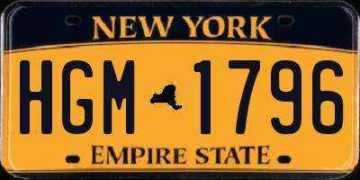 NY license plate HGM1796