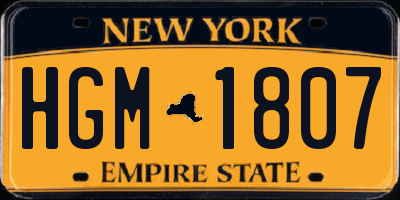 NY license plate HGM1807