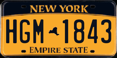 NY license plate HGM1843