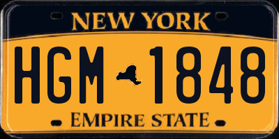 NY license plate HGM1848